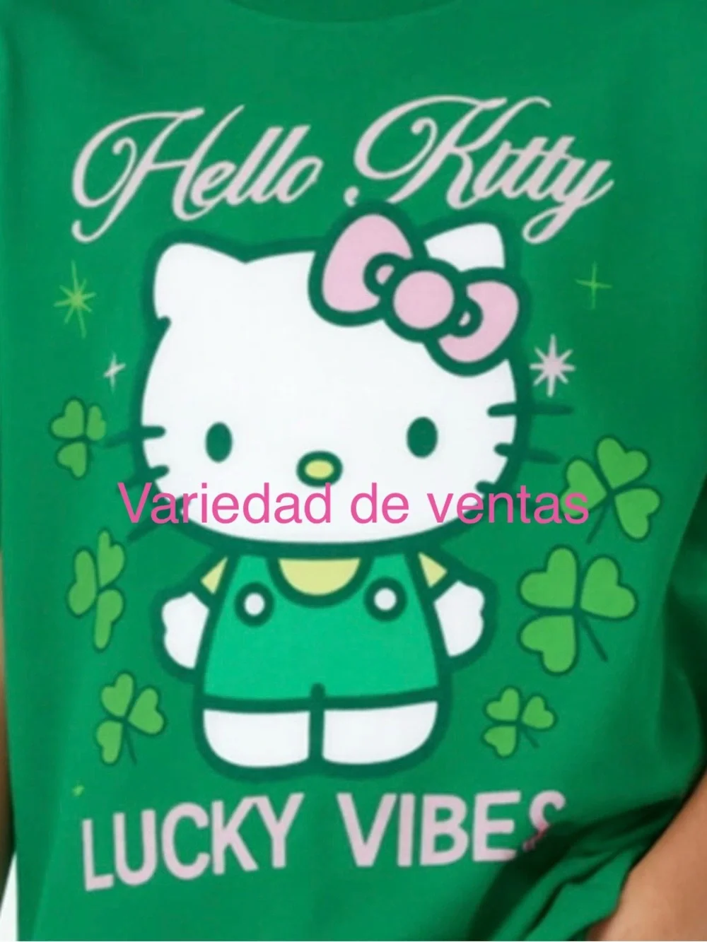 Hello Kitty Green Graphic Tee with Pink Bow